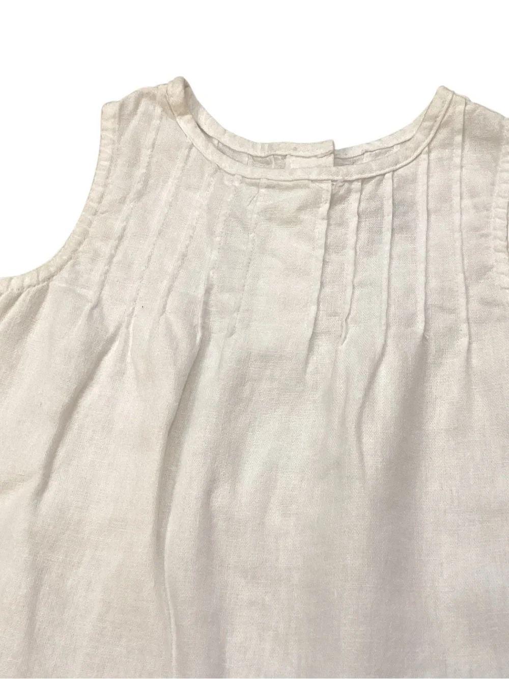 Old Navy Toddler Girls White Pintuck Linen Blend Top 3T Cottagecore‎ Boho